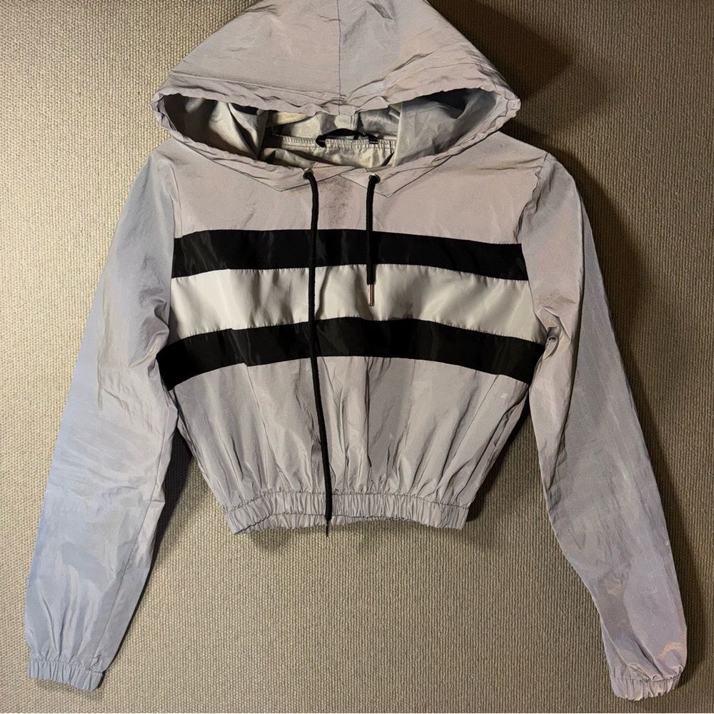 shein size small women's gray iridescent track jacket